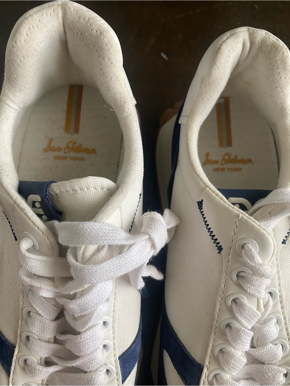 New! Sam Edelman Women’s White and Blue Canvas Sneakers Size 9.5 - Picture 11 of 13